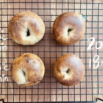 Abraham Sourdough bagels first slice