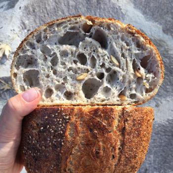 Brownie Artisan bread with seeds first overview