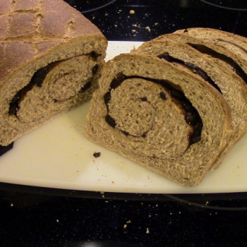 Bubbles Whole Wheat Cinnamon Raisin Swirl Bread first slice