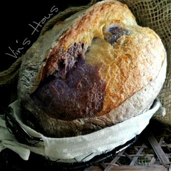Butterfly Pea  Butterfly Pea Flowers Sourdough Bread first slice