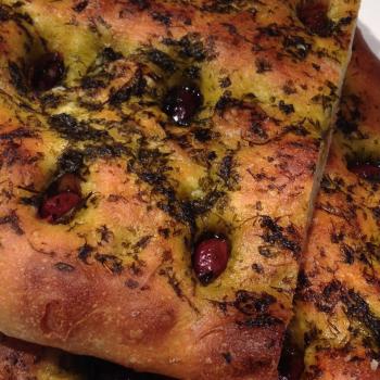 Elvis Rustic Boule, Foccacia, Cheddar and Marmite, Walnut first slice