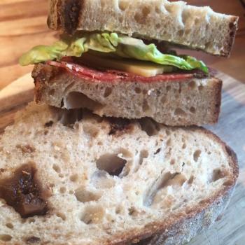 Fig & Fennel Sourdough Bread, pancakes, yorkshire pudding, quick breads first slice