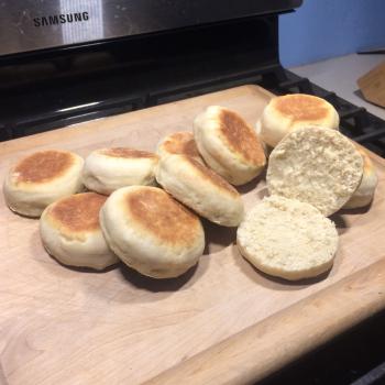 Iris  Sourdough English Muffins first slice