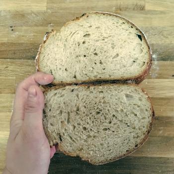 Jeezus Rustic Country bread first slice