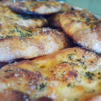 Mom Focaccia first slice