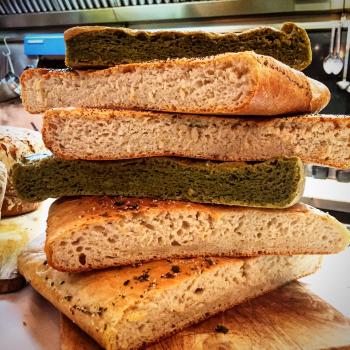 Petris Sourdough bread and focaccia first slice