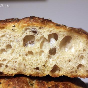 September starter Sourdough focaccia first slice