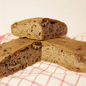 September starter Sourdough walnut flatbread second slice