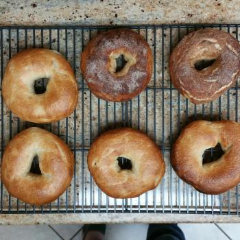 SoCal 100% hydration Bagels and sandwich loaf first slice