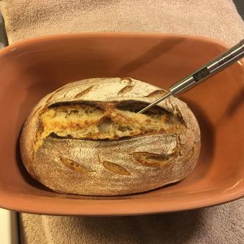 Starvin' Marvin Walnut/Apricot/Red Quinoa Sourdough Bread first slice