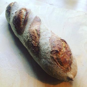 Steingrímur Sunday oatmeal sourdough bread first slice