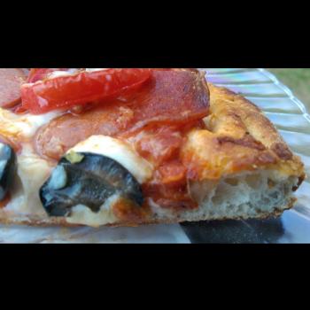 Tranquility Acres Levain Pizza first slice